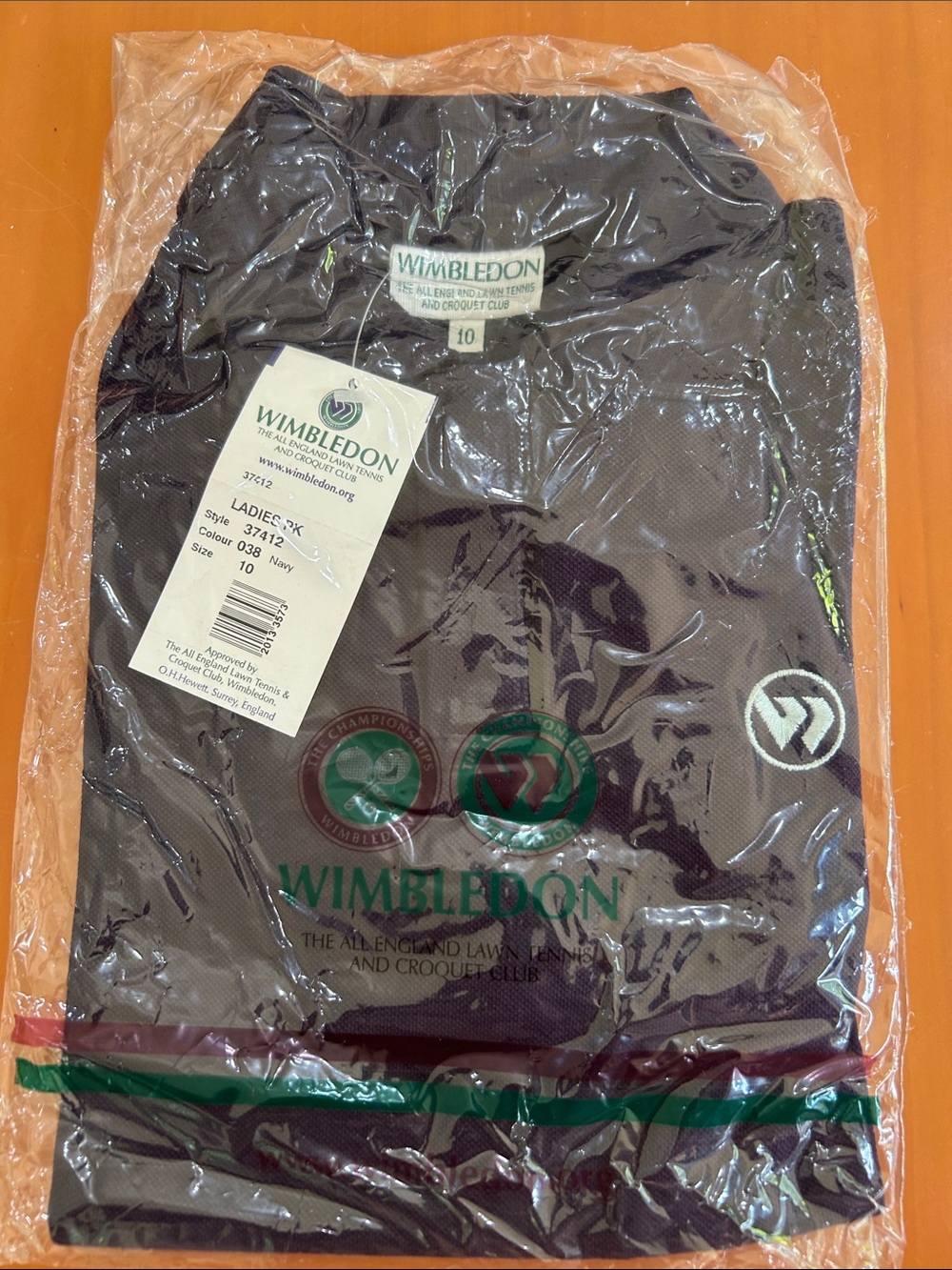 Wimbledon Women's Navy Polo Top with Green and White Accents